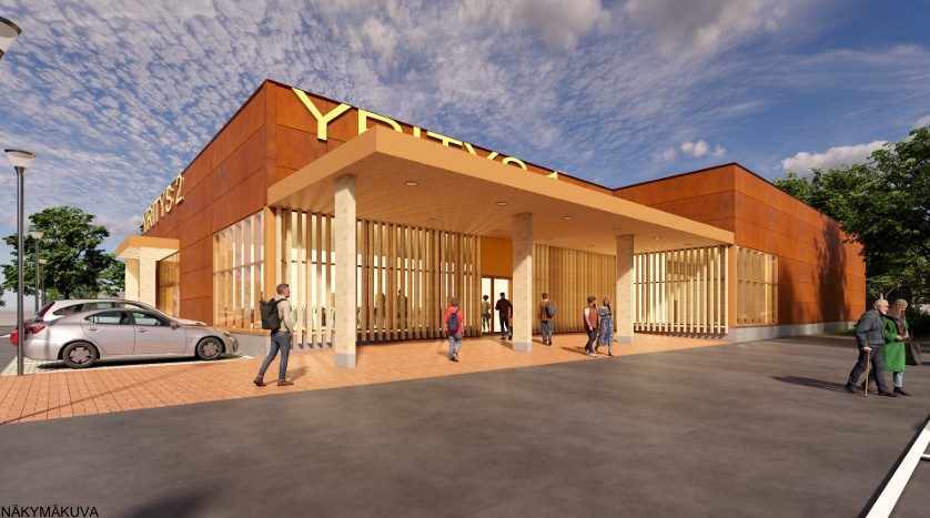 Visualisering av nybyggnaden i Klemetsö