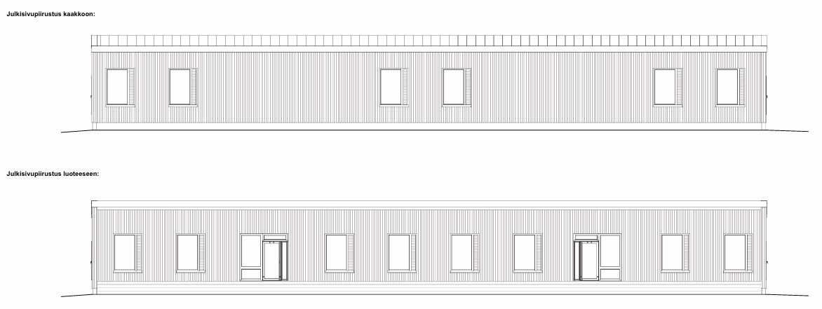 Fasadritningar för det nya kontoret intill riksväg 8