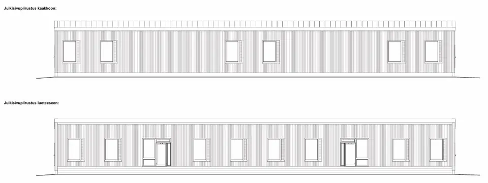 Fasadritningar för det nya kontoret intill riksväg 8